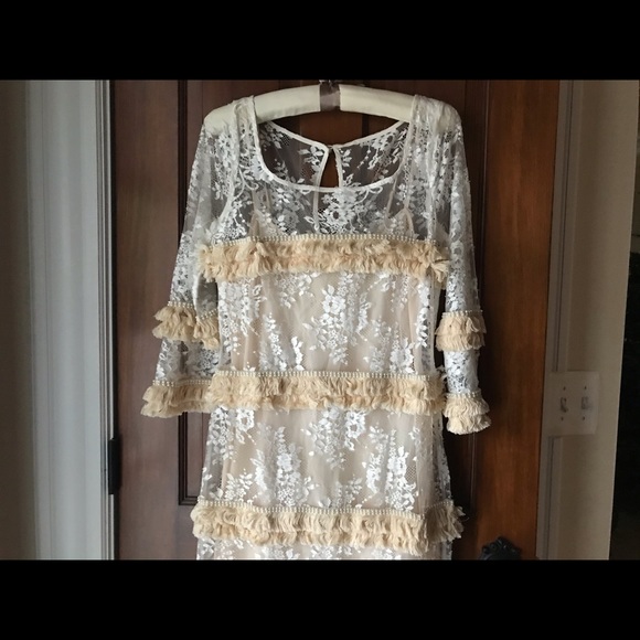 BHLDN Layered Cream Lace Wedding Gown - Picture 8 of 8